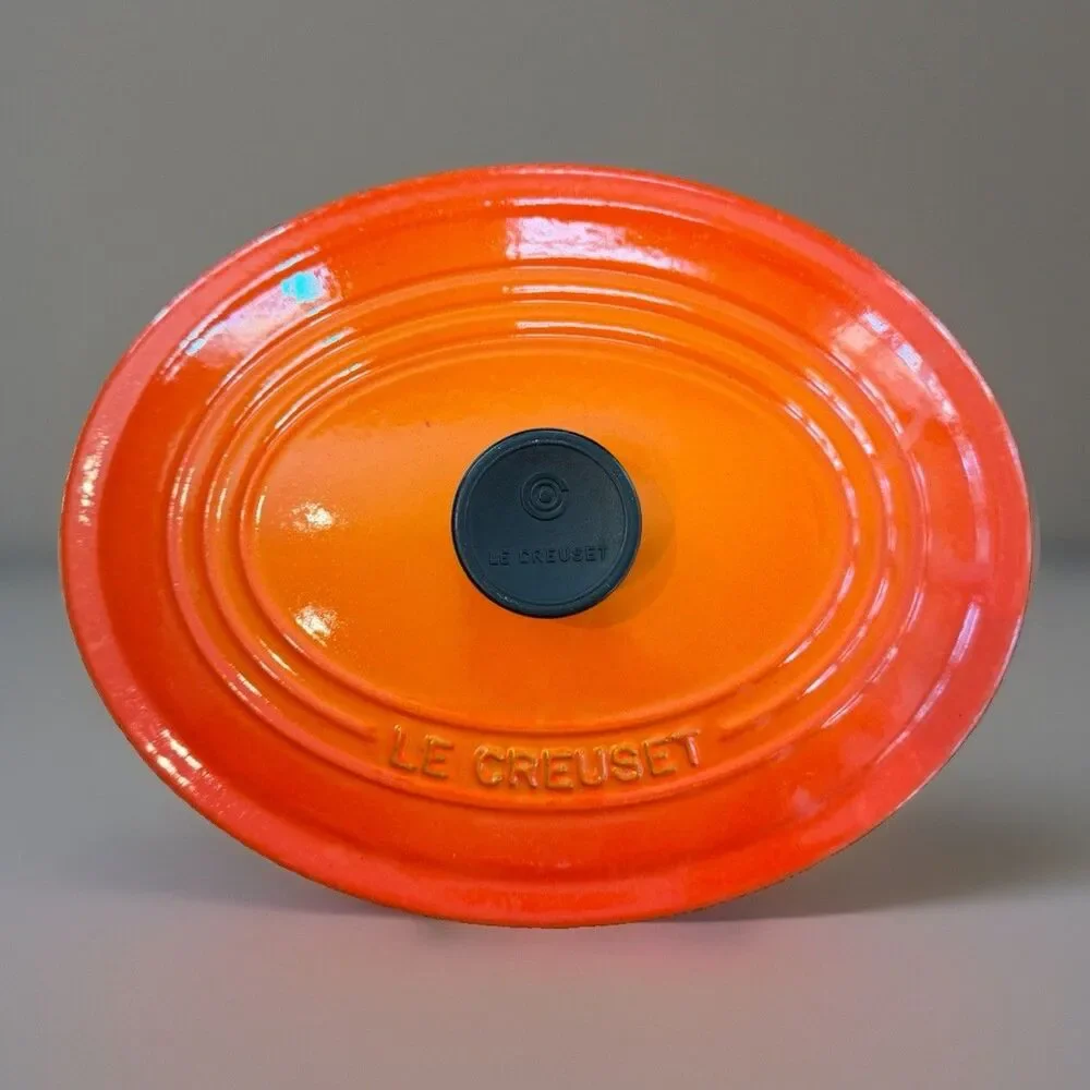 Le Creuset #25 Oval Dutch Oven Lid Flame Orange Cast Iron France